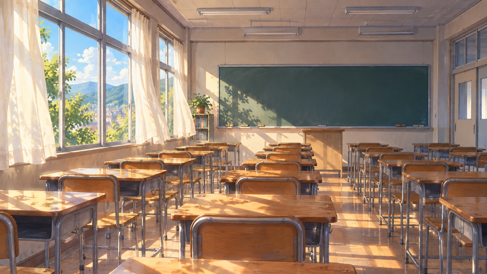 2Dアニメ風背景 昼休みの教室